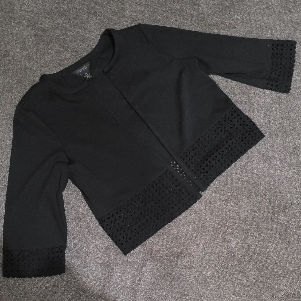 Investments Black Women's Blazer with Lace Trim